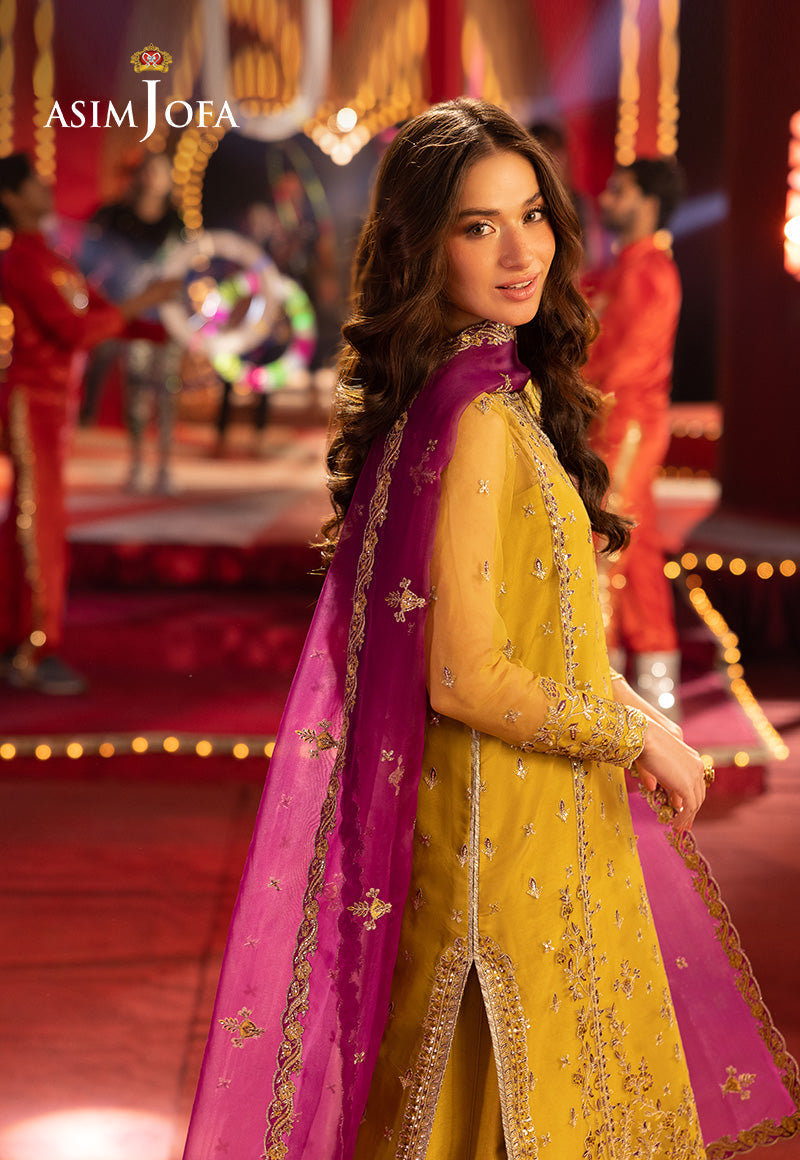 Asim Jofa | Festive Opulence | AJFO-05 XL Lime Yellow Organza
