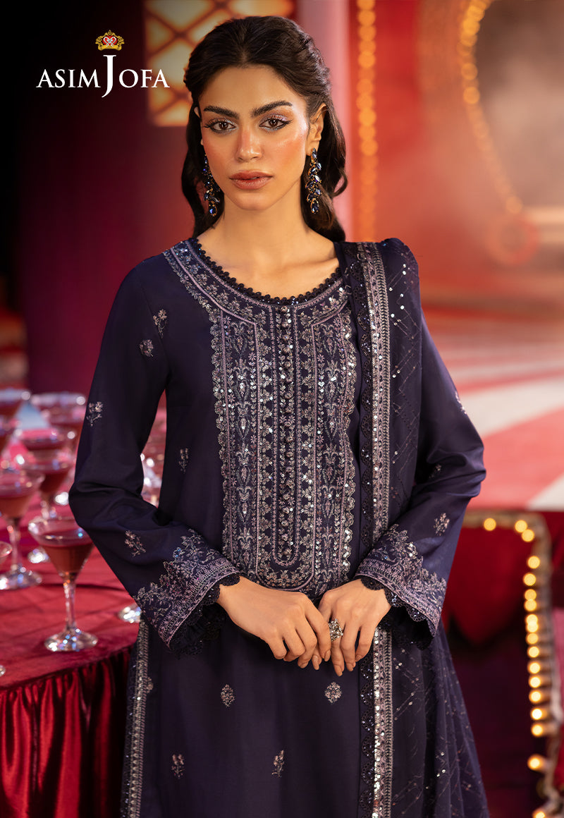 Asim Jofa | Luxury Festive Rejoice | AJLFF-03 M Navy Blue Silk