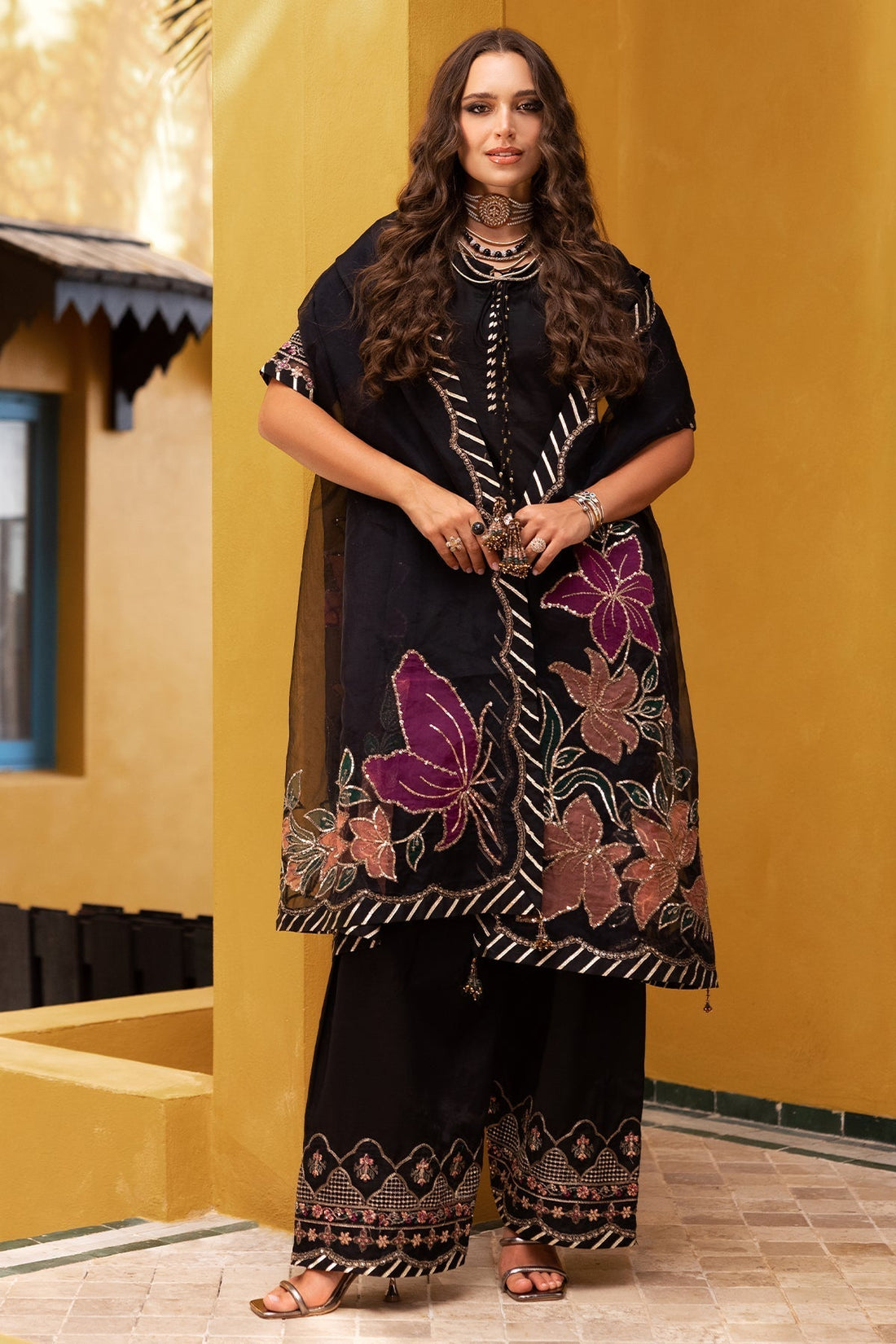 Charizma | Festive Pret | CMA-5-127 S Black Raw Silk