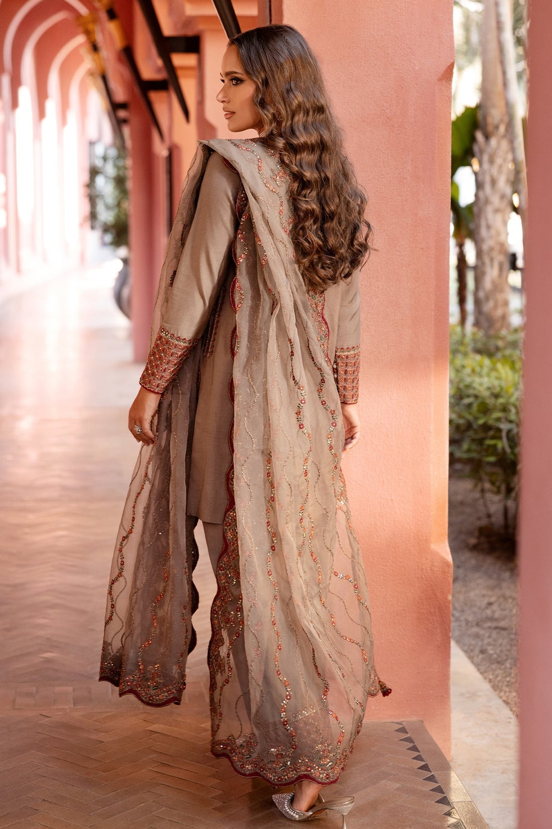 Charizma | Festive Pret | CMA-5-130 S Rosy Brown Raw Silk