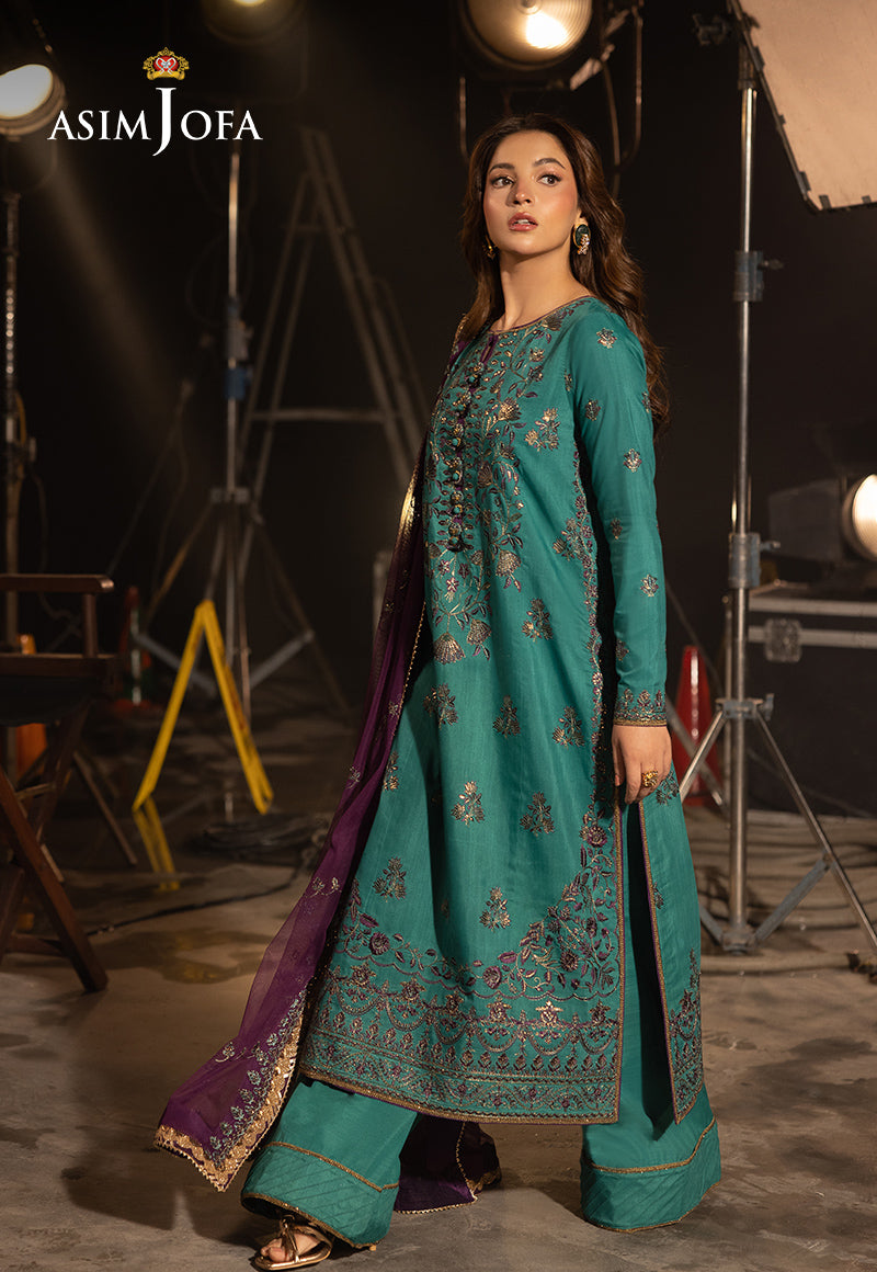 Asim Jofa | Festive Opulence | AJFO-08 L Sea Green Silk