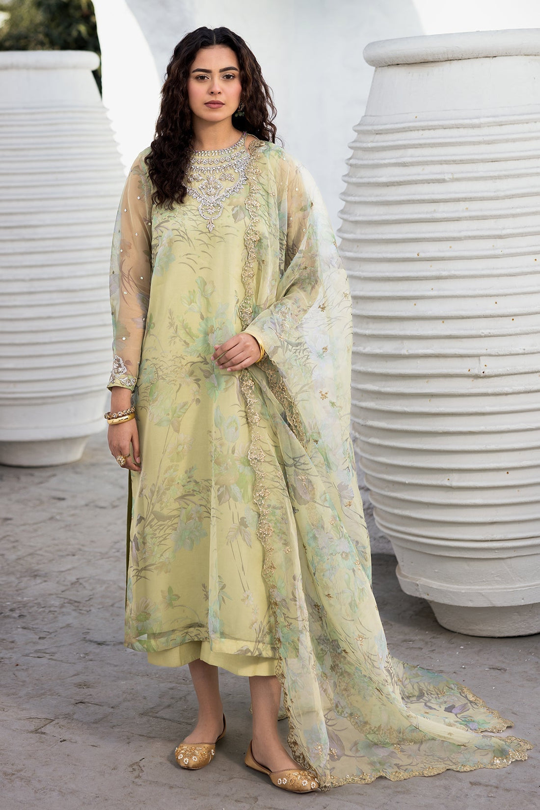 Charizma | Festive Pret | CMA-5-07 S Cream Organza