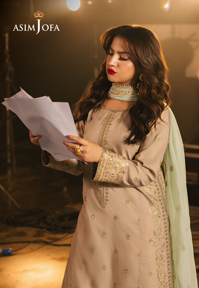 Asim Jofa | Festive Collection 25 | AJLF-13 XL Beige Boski Silk