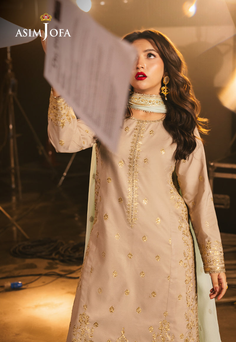 Asim Jofa | Festive Collection 25 | AJLF-13 L Beige Boski Silk