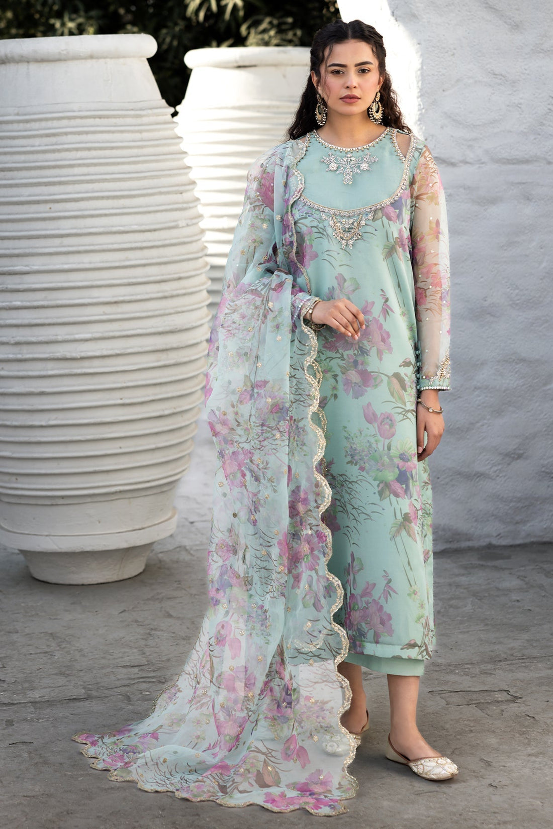 Charizma | Festive Pret | CMA-5-09 S Ice Blue Organza
