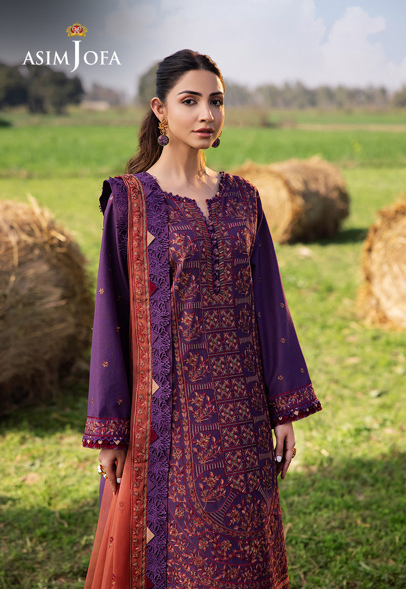 Asim Jofa | Luxury Lawn 25 | AJELL-13 L Deep Purple Lawn