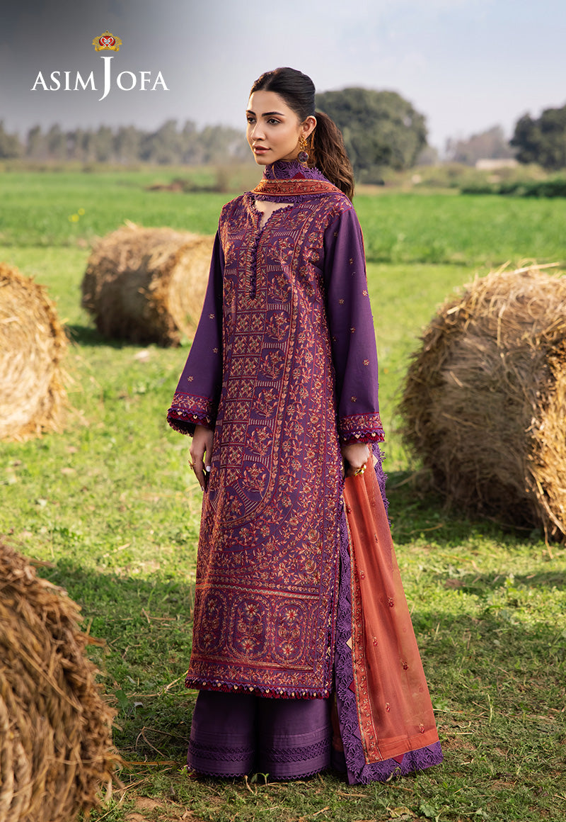 Asim Jofa | Luxury Lawn 25 | AJELL-13 Custom Size Deep Purple Lawn