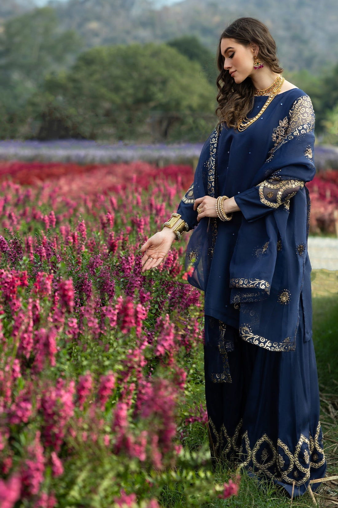 Charizma | Festive Pret | CMA-5-076 S Dark Blue Organza