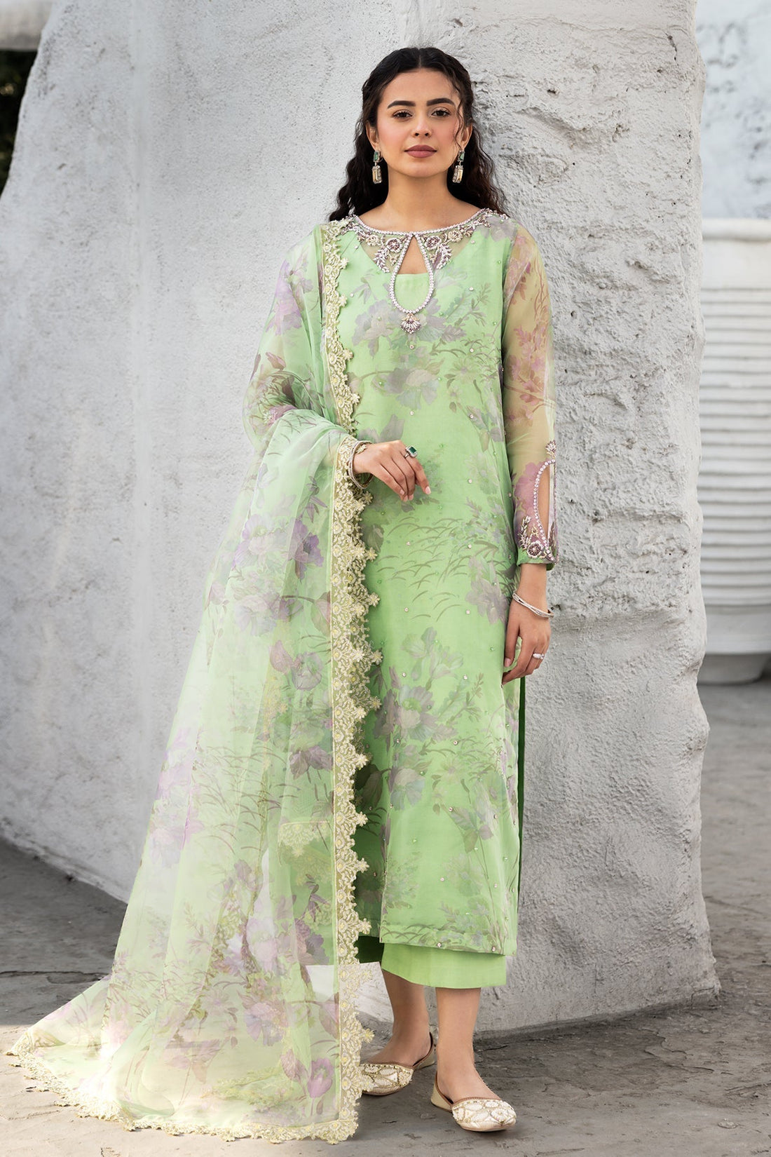 Charizma | Festive Pret | CMA-5-013 S Pistachio Green Organza