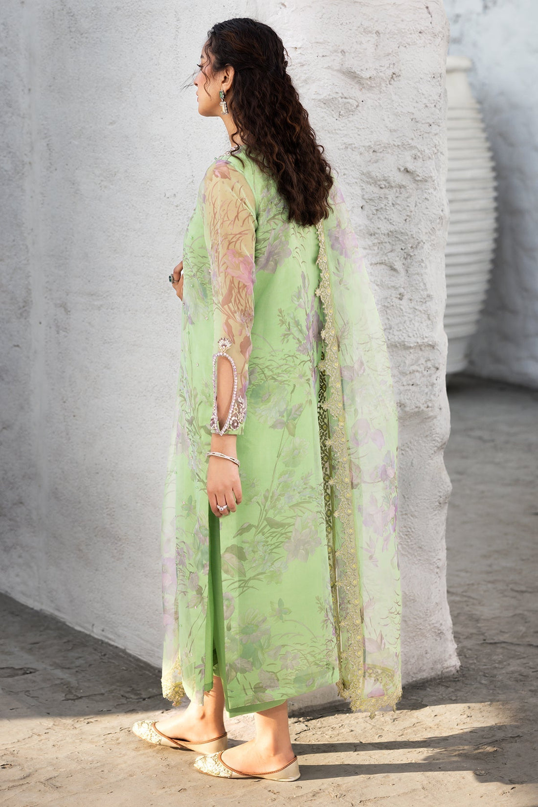 Charizma | Festive Pret | CMA-5-013 S Pistachio Green Organza