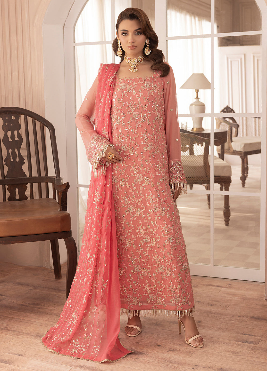 Sahane | Elyssa Festive Chiffon | CT-19003 Rosa - ELYSSA XS Salmon Pink Chiffon