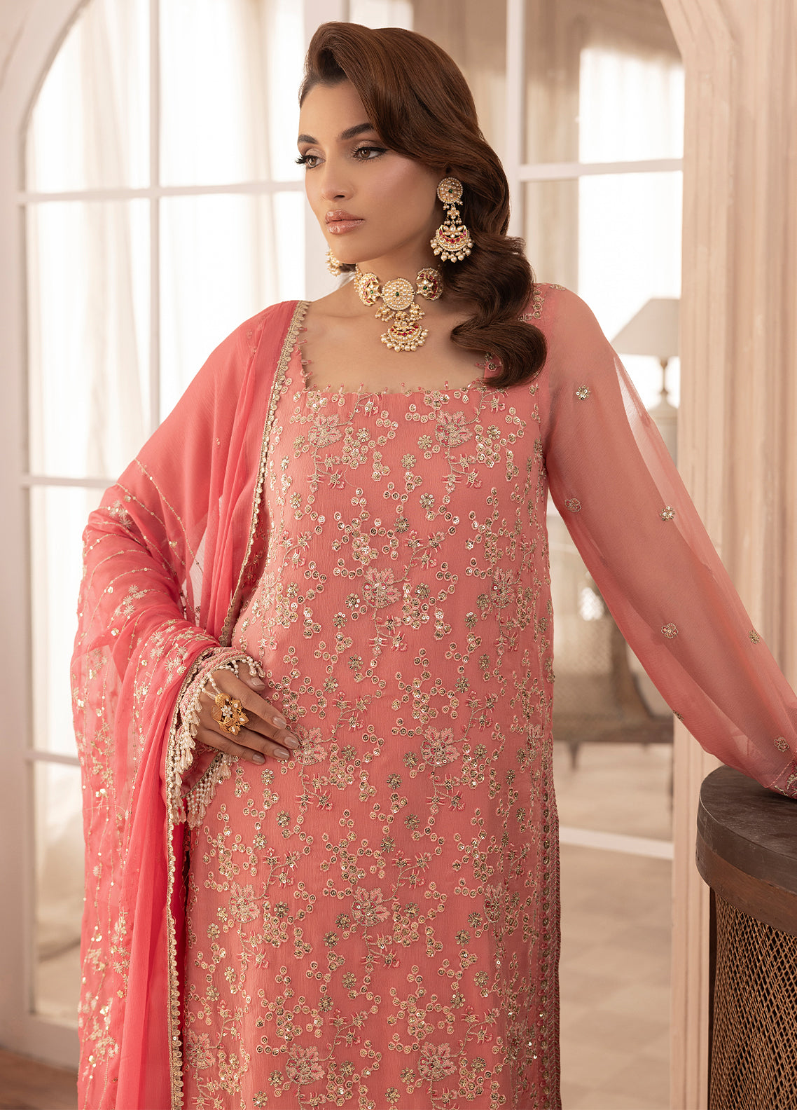 Sahane | Elyssa Festive Chiffon | CT-19003 Rosa - ELYSSA L Salmon Pink Chiffon