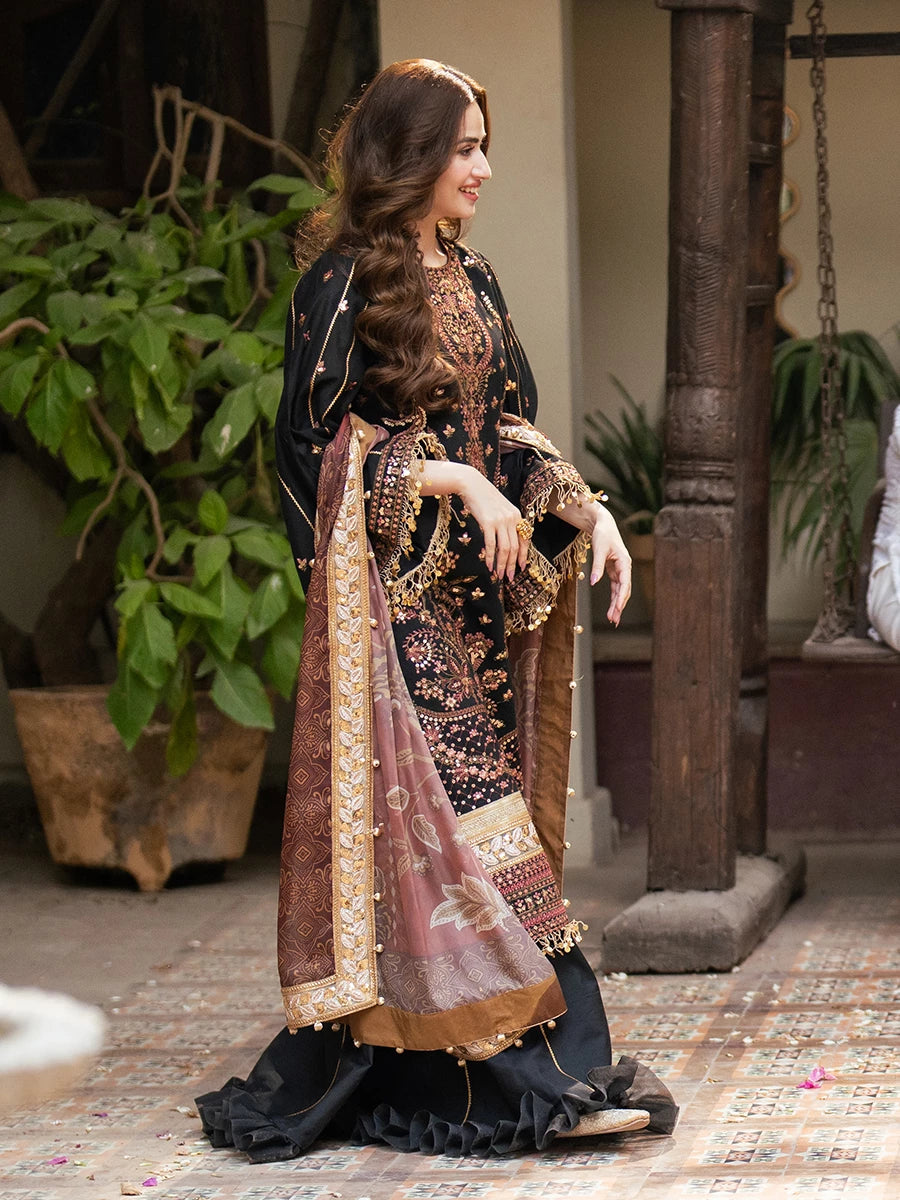 Salitex | Signature Festive Chiffon | SUNW6NO025UT XL Black Khaddi Net