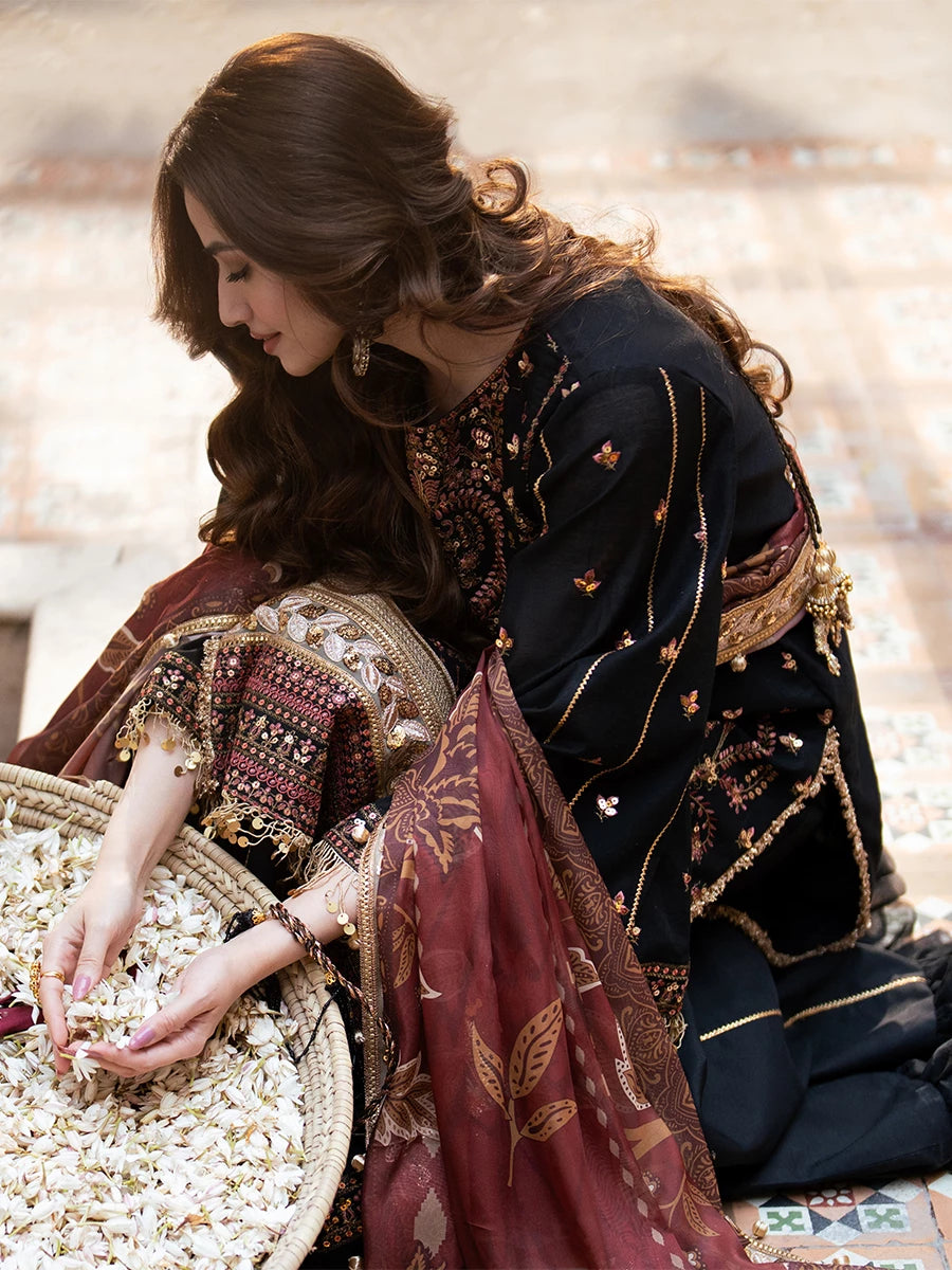 Salitex | Signature Festive Chiffon | SUNW6NO025UT Custom Size Black Khaddi Net