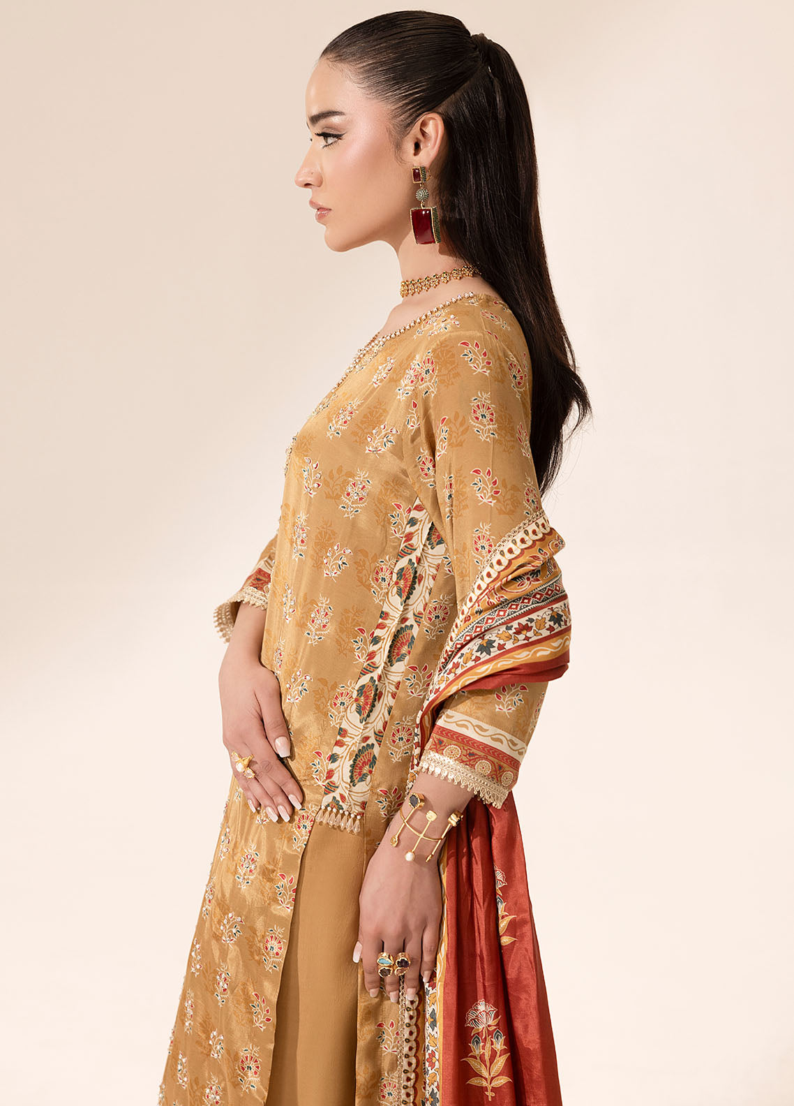 Sahane | Suay Silk Handwork Edit | CT-15002 MAYA - SUAY Custom Size Brown Silk