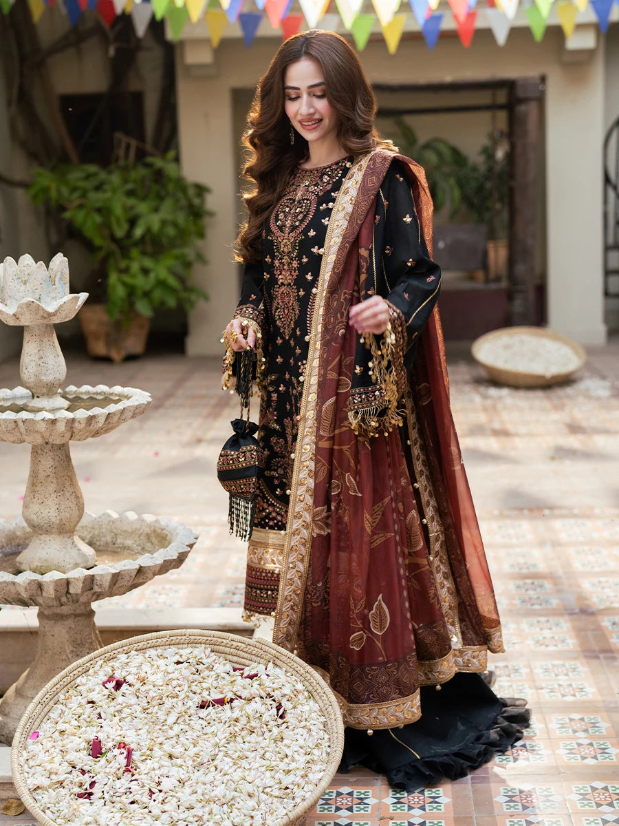 Salitex | Signature Festive Chiffon | SUNW6NO025UT L Black Khaddi Net