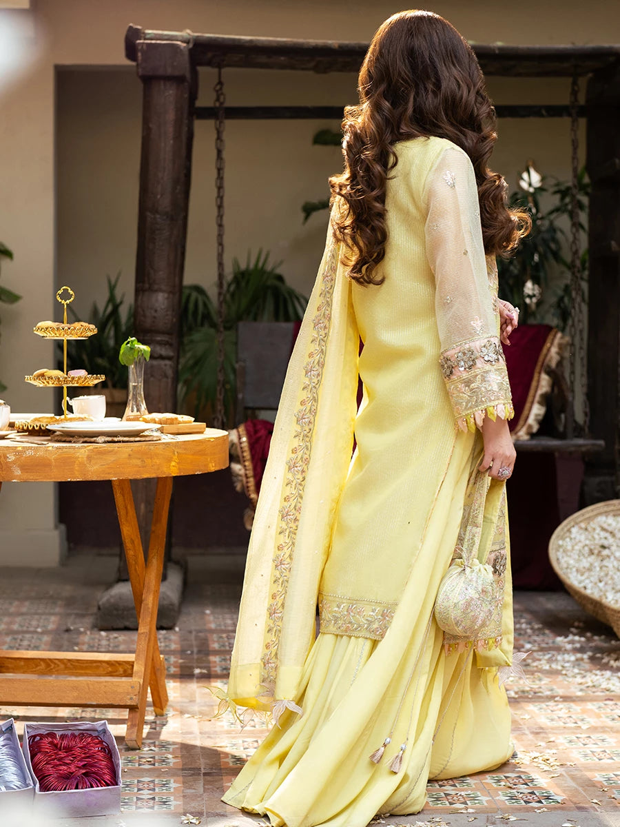 Salitex | Signature Festive Chiffon | SUNW6NO030UT XS Yellow Zari Organza