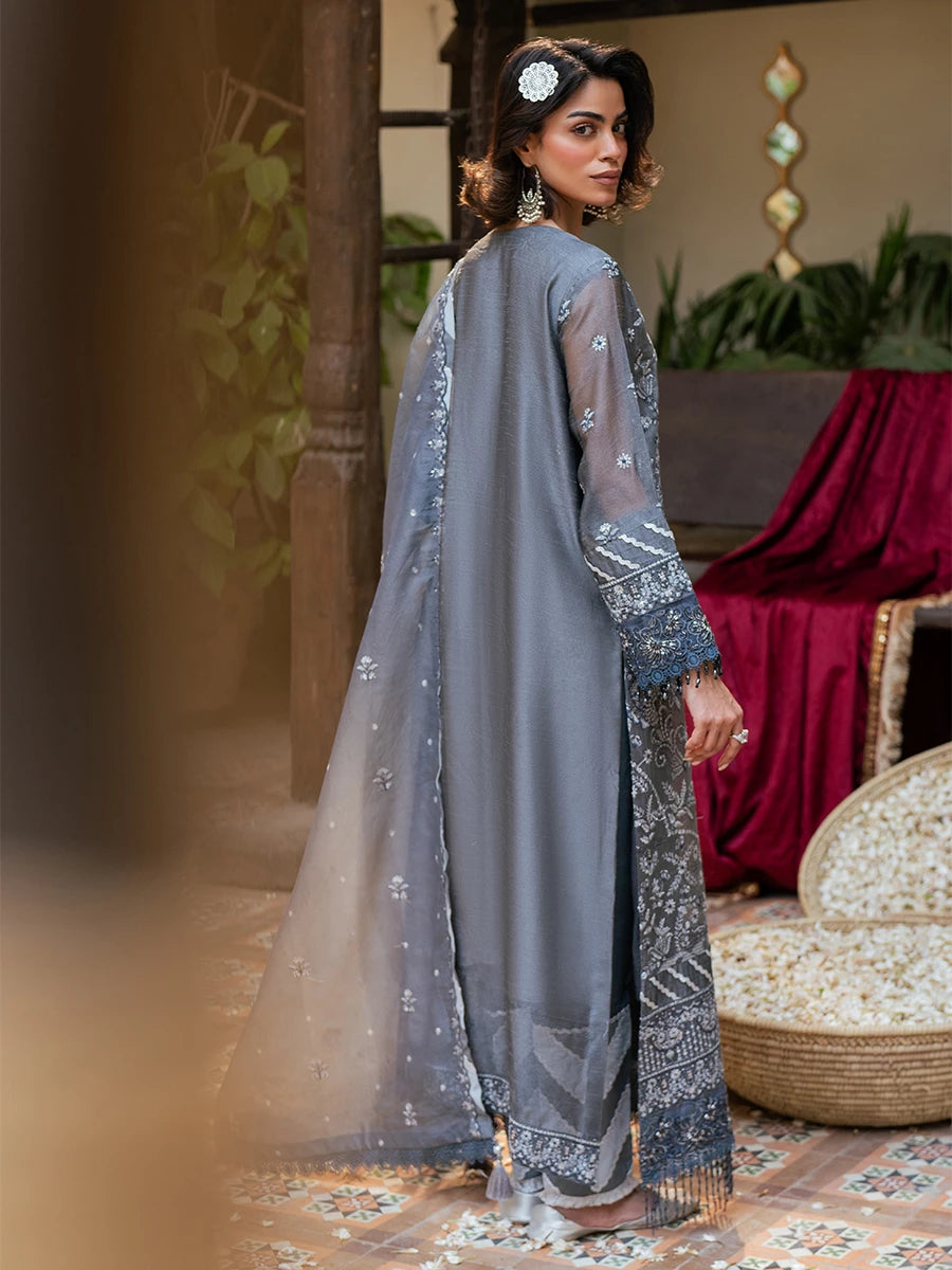Salitex | Signature Festive Chiffon | SUNW6JI042UT XS Gray Khaddi Net