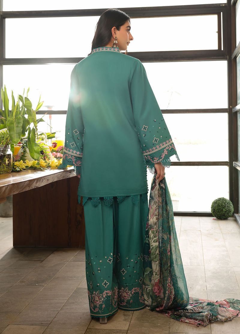 Sahane | In Laws in Lawn Eid Edit | CT-21004 Ameta XS Emerald Green Lawn