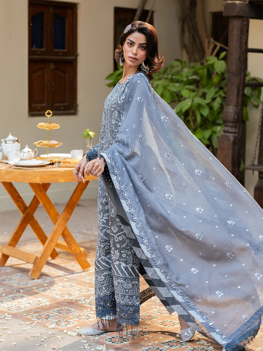 Salitex | Signature Festive Chiffon | SUNW6JI042UT L Gray Khaddi Net