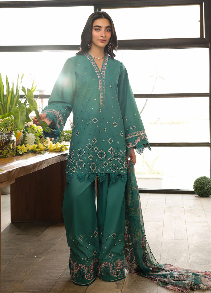 Sahane | In Laws in Lawn Eid Edit | CT-21004 Ameta M Emerald Green Lawn