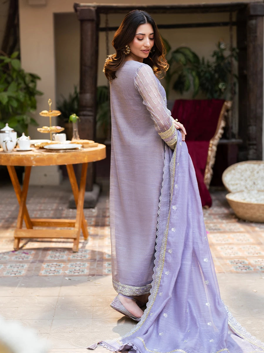 Salitex | Signature Festive Chiffon | SUNW6NO026UT XS Lilac Khaadi Zari Net