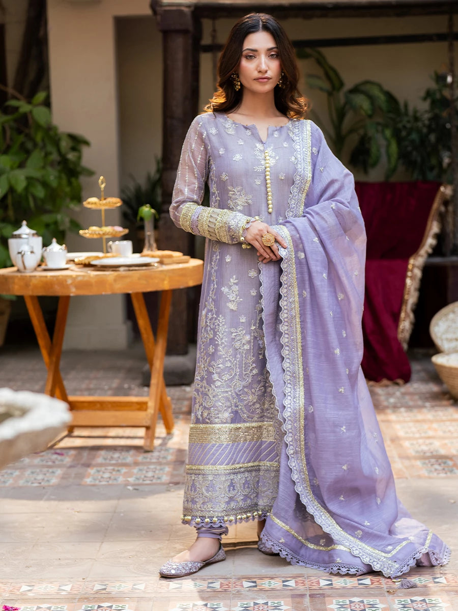 Salitex | Signature Festive Chiffon | SUNW6NO026UT XS Lilac Khaadi Zari Net