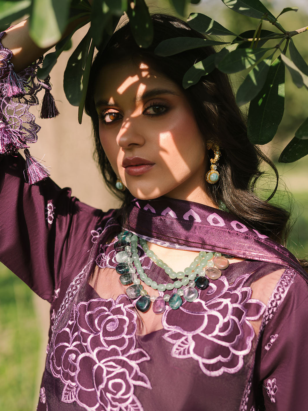 Mahnur | Dahlia Luxury Lawn 25 | Lea M Wine Berry Lawn