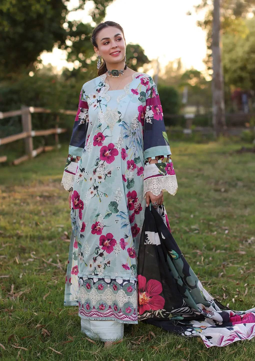 Elaf Premium | Prints Chikankari 24 | 01B AQUABELLA - Pakistani Designer Dress - by Elaf Premium | Type: Luxury - 100% Original at Saira Sultan