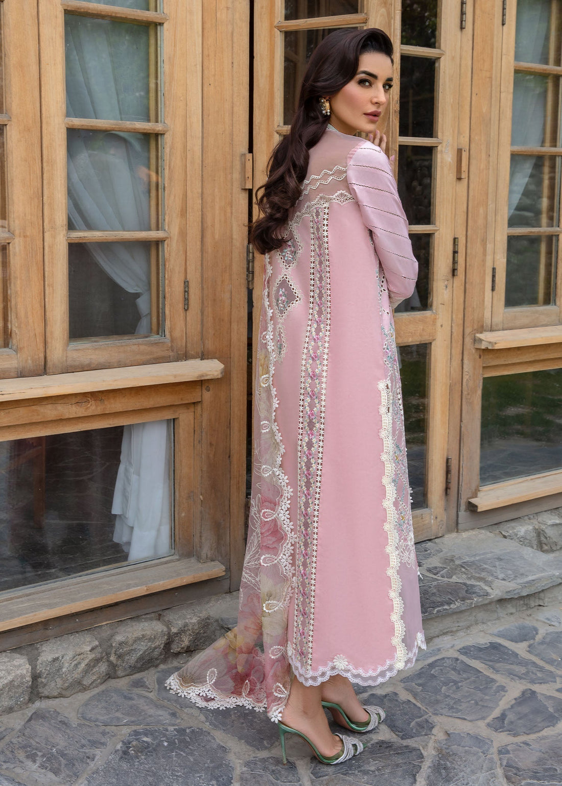 Crimson | Lawn 2024 | A Floral Mesh - Rose Pink - Pakistani Designer Dress - by Crimson | Type: Luxury - 100% Original at Saira Sultan