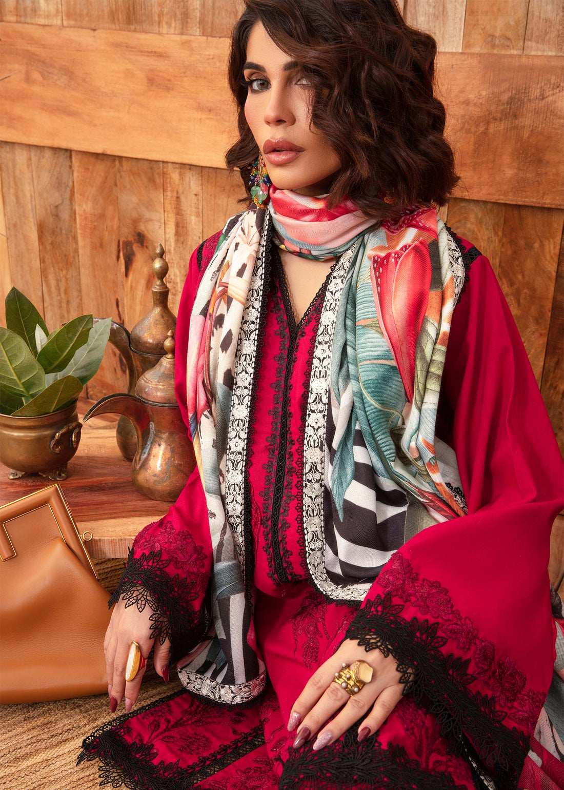 Saira Shakira | Raya Winter Stitched 23 | Crimson - Pakistani Designer Dress - by Saira Shakira | Type: Luxury - 100% Original at Saira Sultan