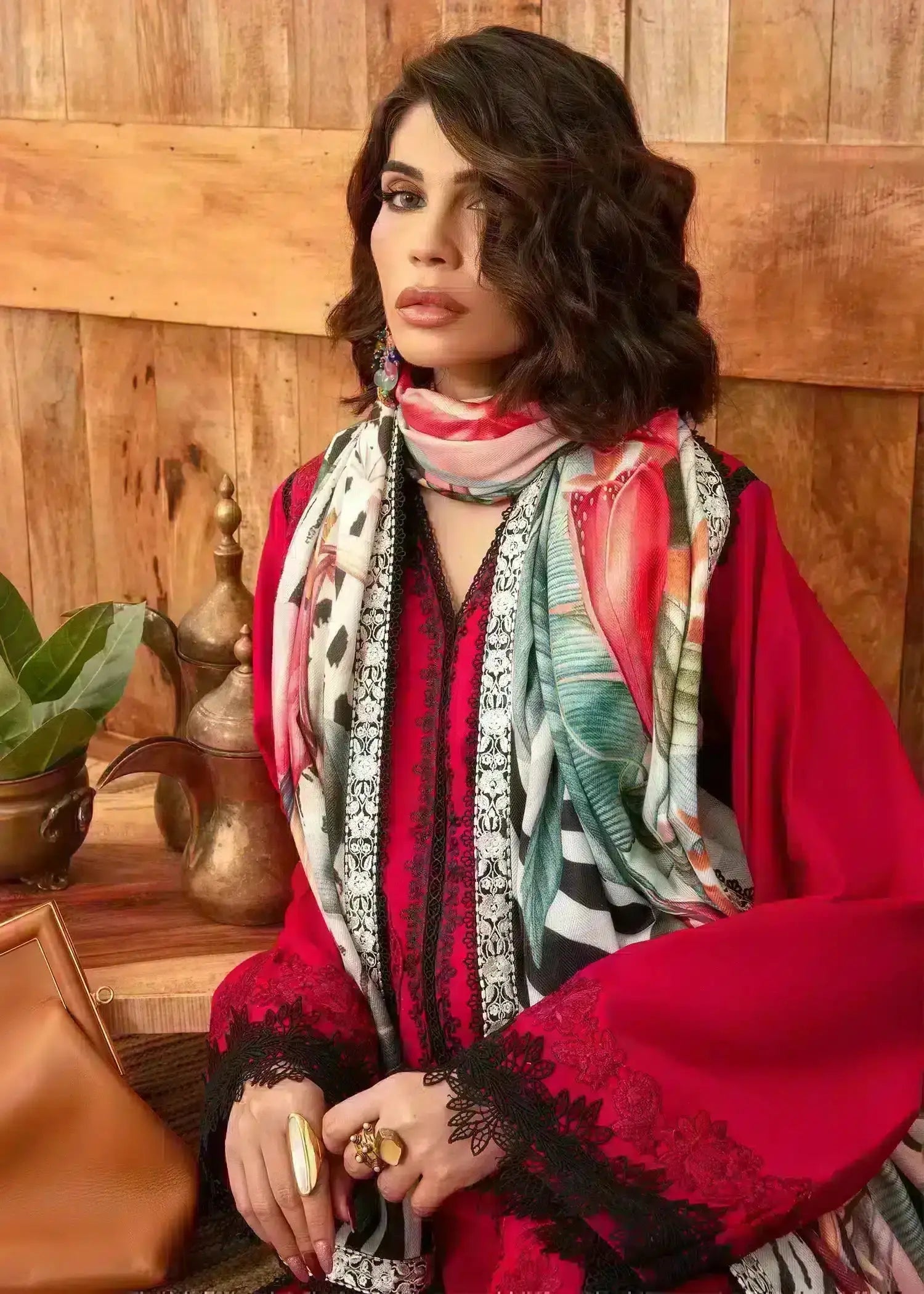 Saira Shakira | Raya Winter Stitched 23 | Crimson - Pakistani Designer Dress - by Saira Shakira | Type: Luxury - 100% Original at Saira Sultan