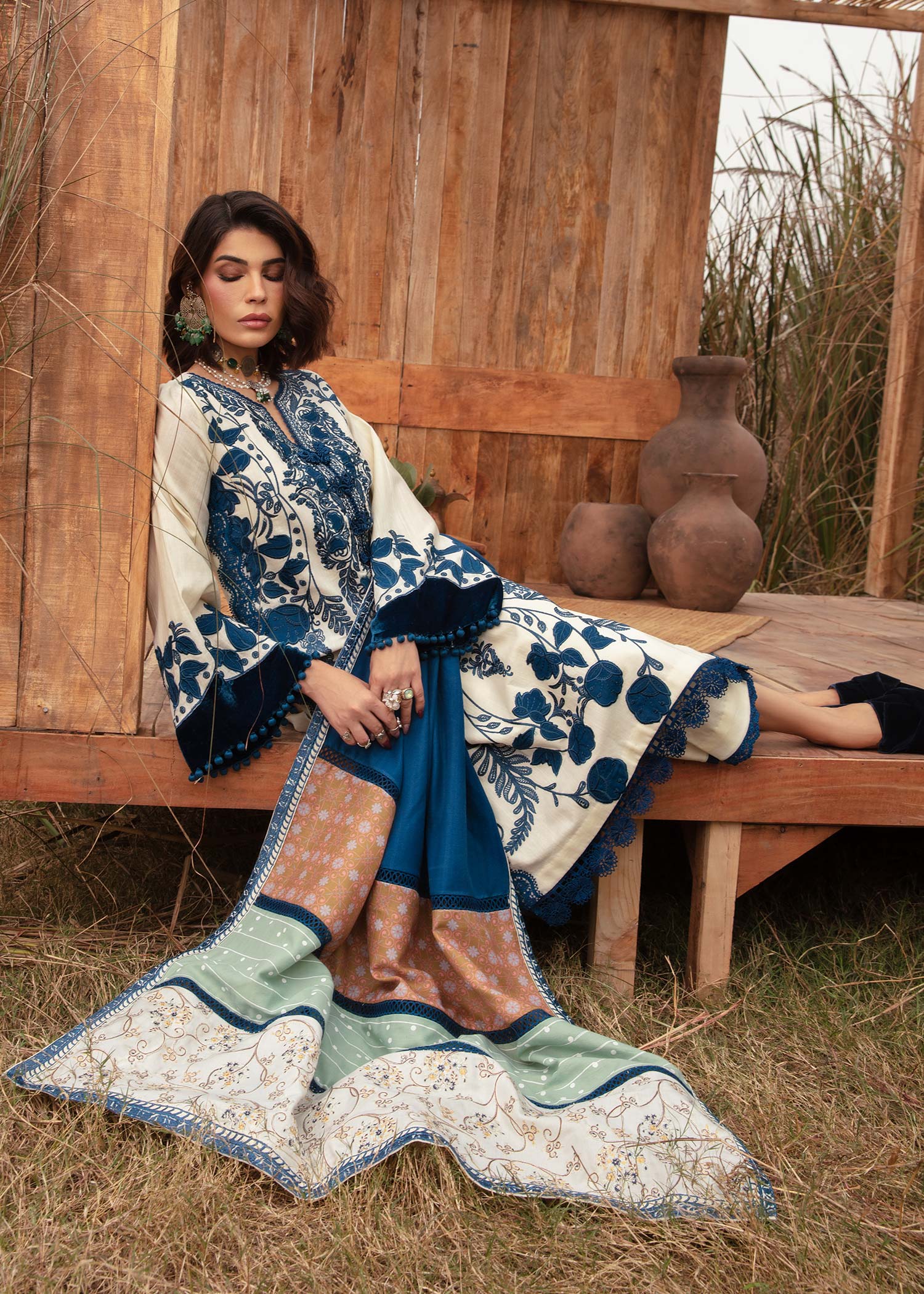 Saira Shakira | Raya Winter Stitched 23 | Pearl - Pakistani Designer Dress - by Saira Shakira | Type: Luxury - 100% Original at Saira Sultan