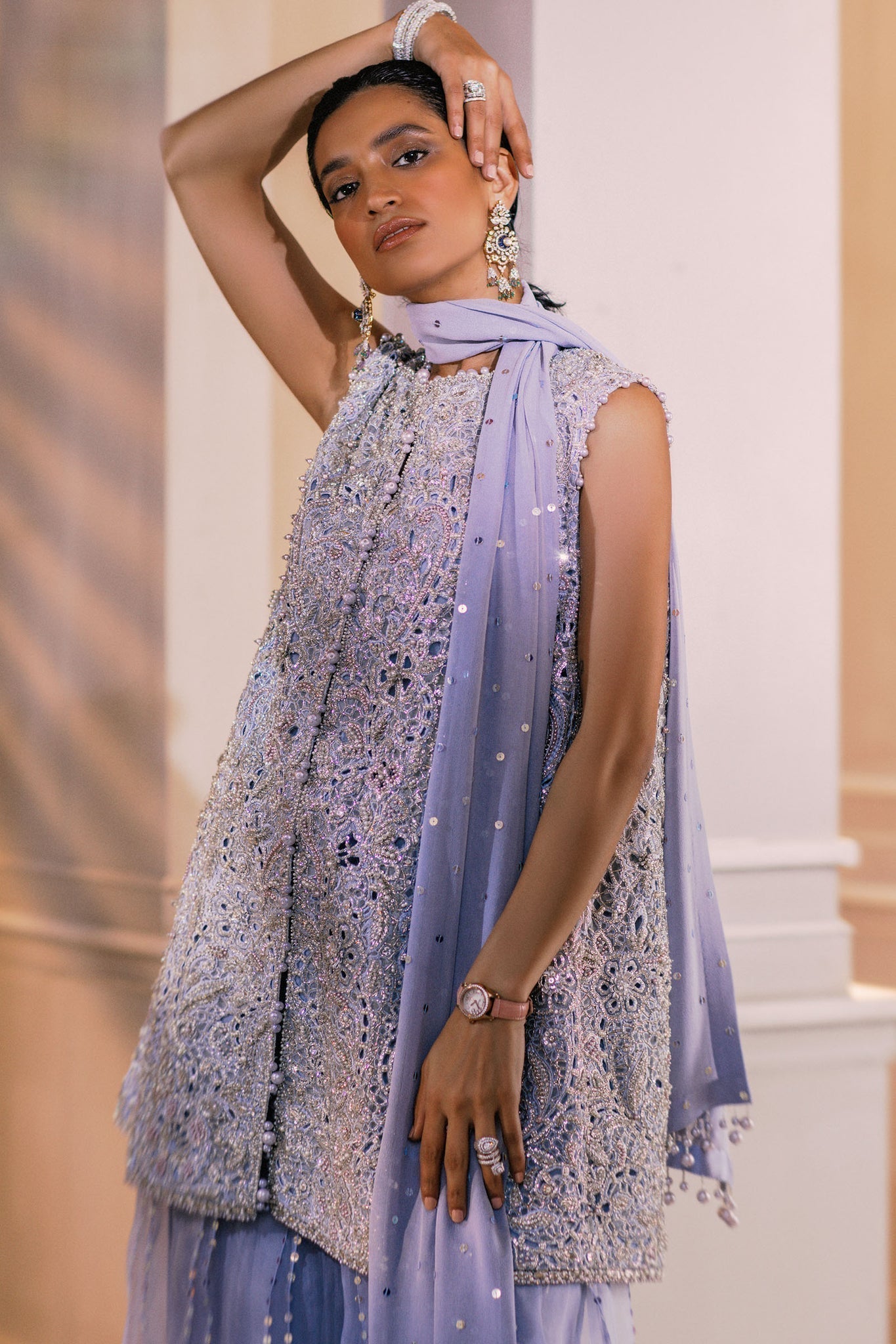 Elan | Demi Couture Onirique | CRISTALLIN LILAS (EP-20653) - Pakistani Designer Dress - by Elan | Type: Formal - 100% Original at Saira Sultan