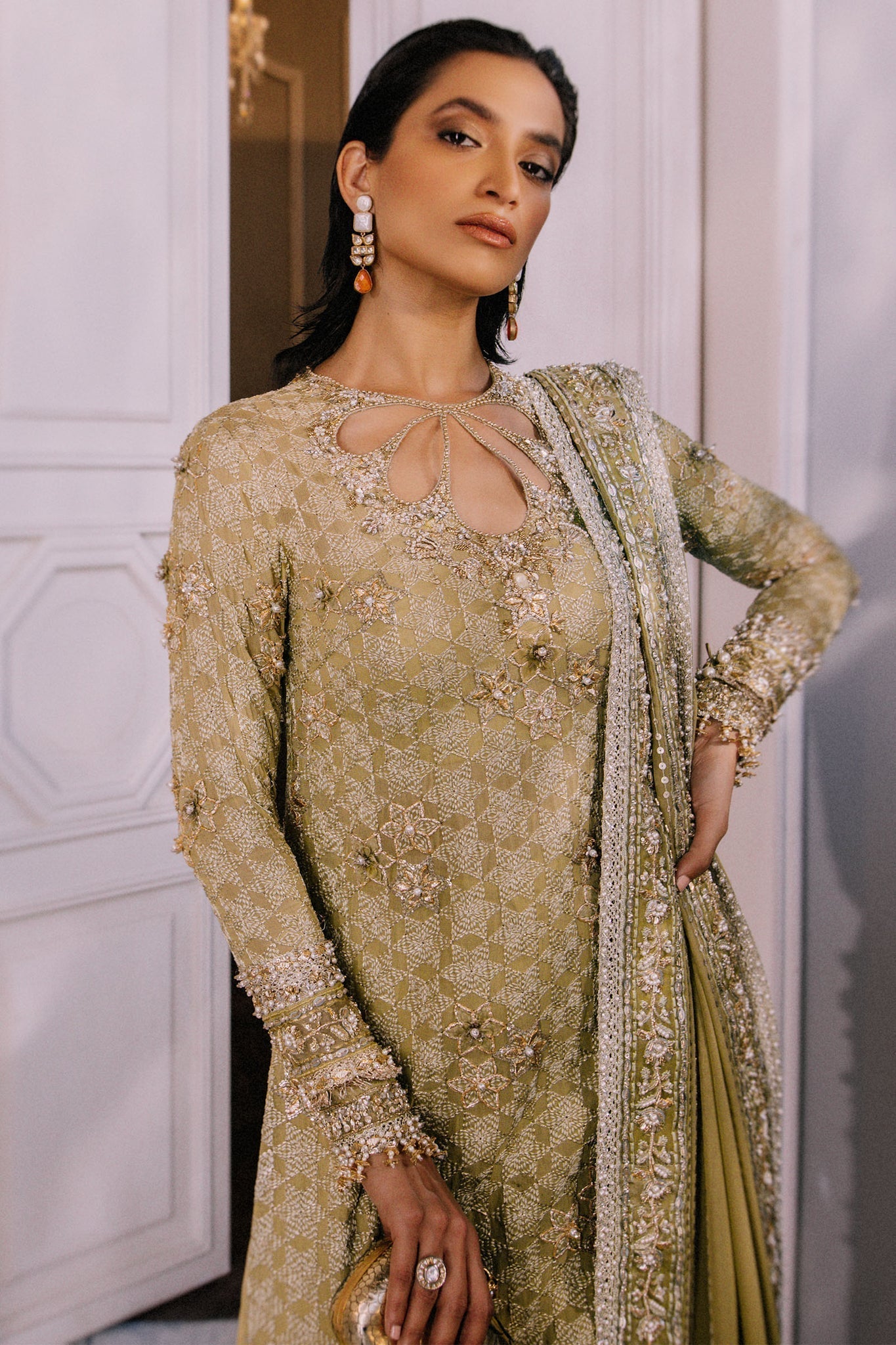 Elan | Demi Couture Onirique | ‰CLAT VERT (EP-20658) - Pakistani Designer Dress - by Elan | Type: Formal - 100% Original at Saira Sultan