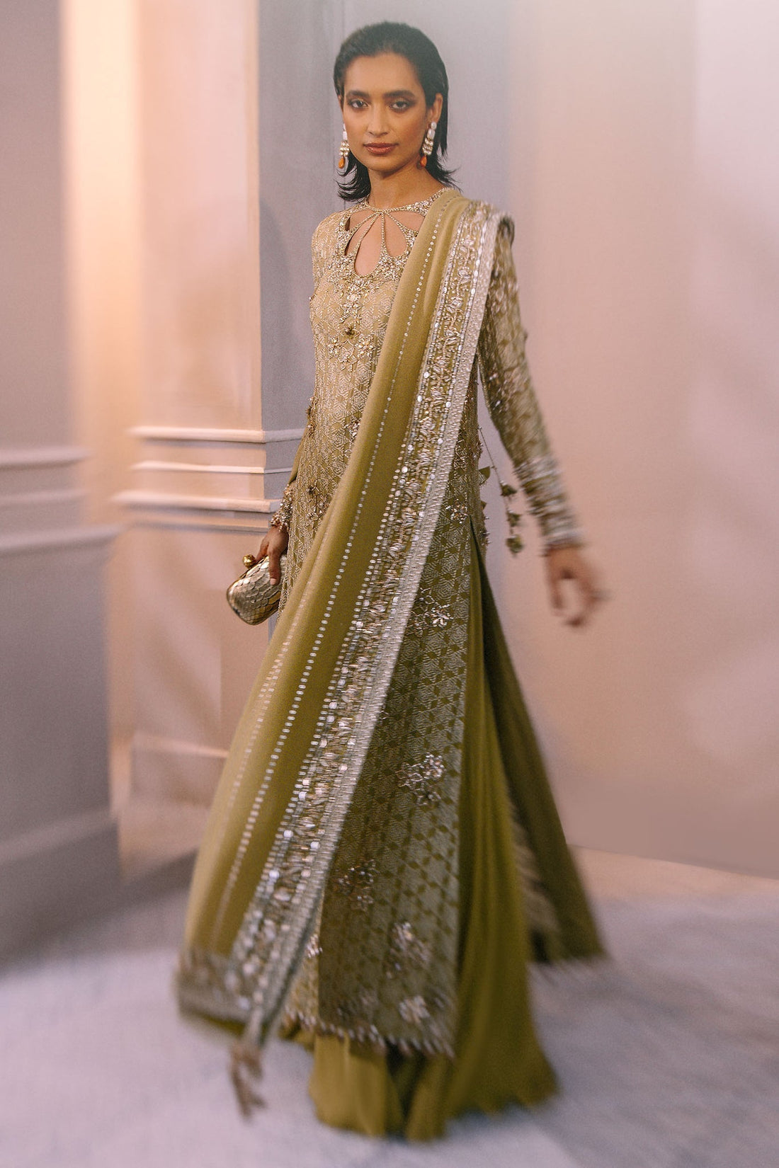 Elan | Demi Couture Onirique | ‰CLAT VERT (EP-20658) - Pakistani Designer Dress - by Elan | Type: Formal - 100% Original at Saira Sultan