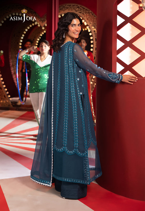 Asim Jofa | Festive Collection 25 | New AJLF-14 XS Dark Teal Green Chiffon