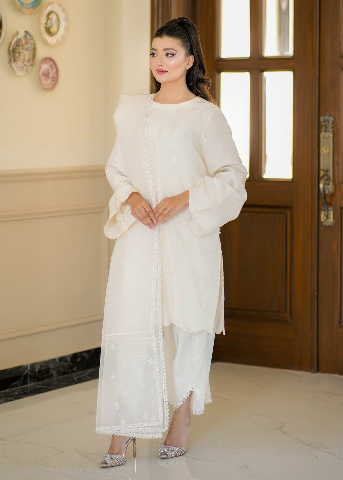 Fozia Khalid | Silk Spire | BLISS XS Ivory Raw Silk