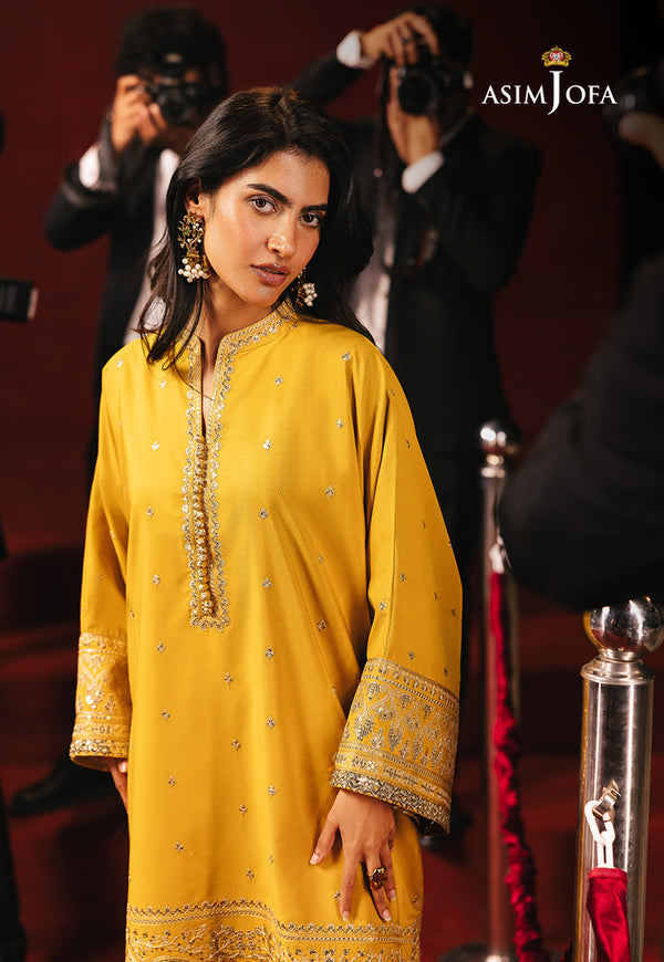 Asim Jofa | Festive Collection 25 | AJLF-10 M Yellow Boski Silk
