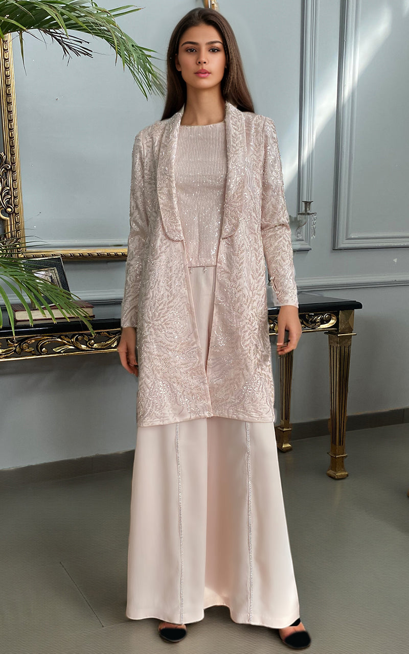 Threads and Motifs | Formal Dresses 25 | Net Embroidered jacket with trouser - Pakistani Designer Dress - by Threads and Motifs - Type : Ladies Clothes - 100% Original at Saira Sultan