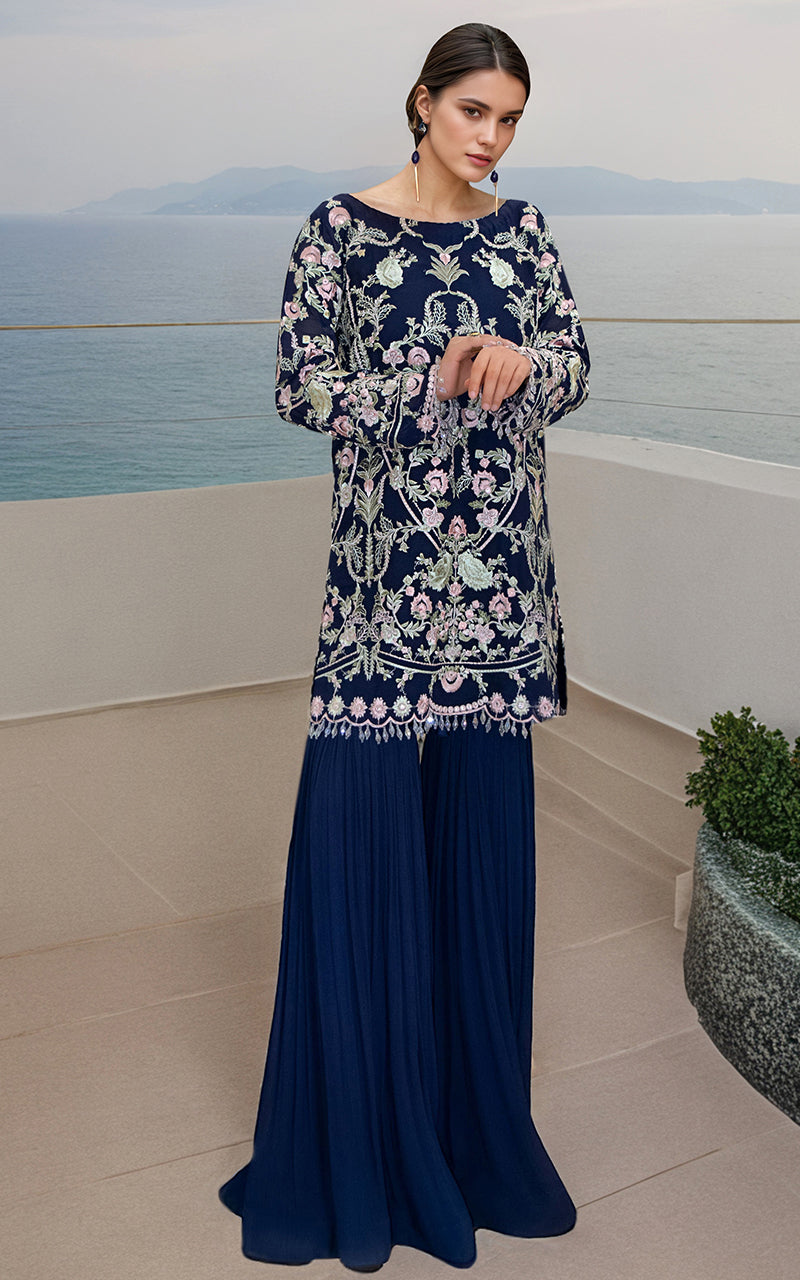 Threads and Motifs | Formal Dresses 25 | Chiffon Embroidered Shirt - Pakistani Designer Dress - by Threads and Motifs - Type : Ladies Clothes - 100% Original at Saira Sultan