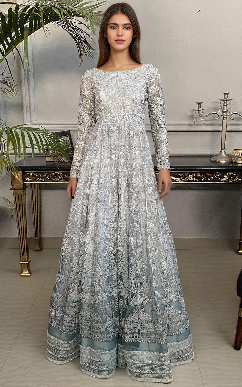 Threads and Motifs | Formal Dresses 25 | Net Embroidered Maxi - Pakistani Designer Dress - by Threads and Motifs - Type : Ladies Clothes - 100% Original at Saira Sultan