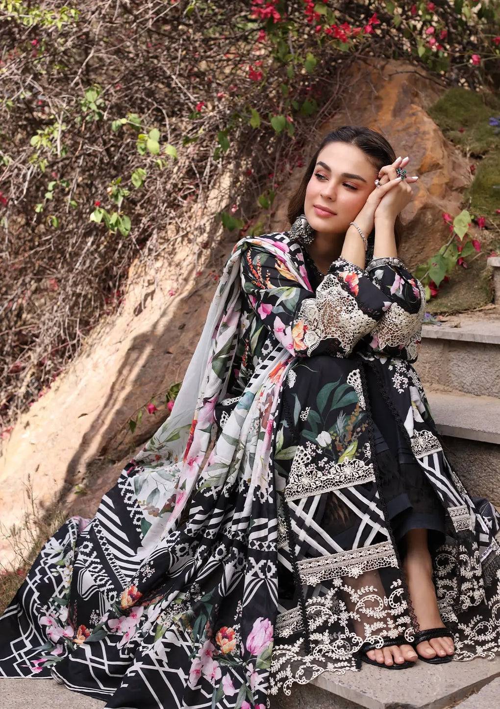 Elaf Premium | Prints Chikankari 24 | 02A NOIREE - Pakistani Designer Dress - by Elaf Premium | Type: Luxury - 100% Original at Saira Sultan