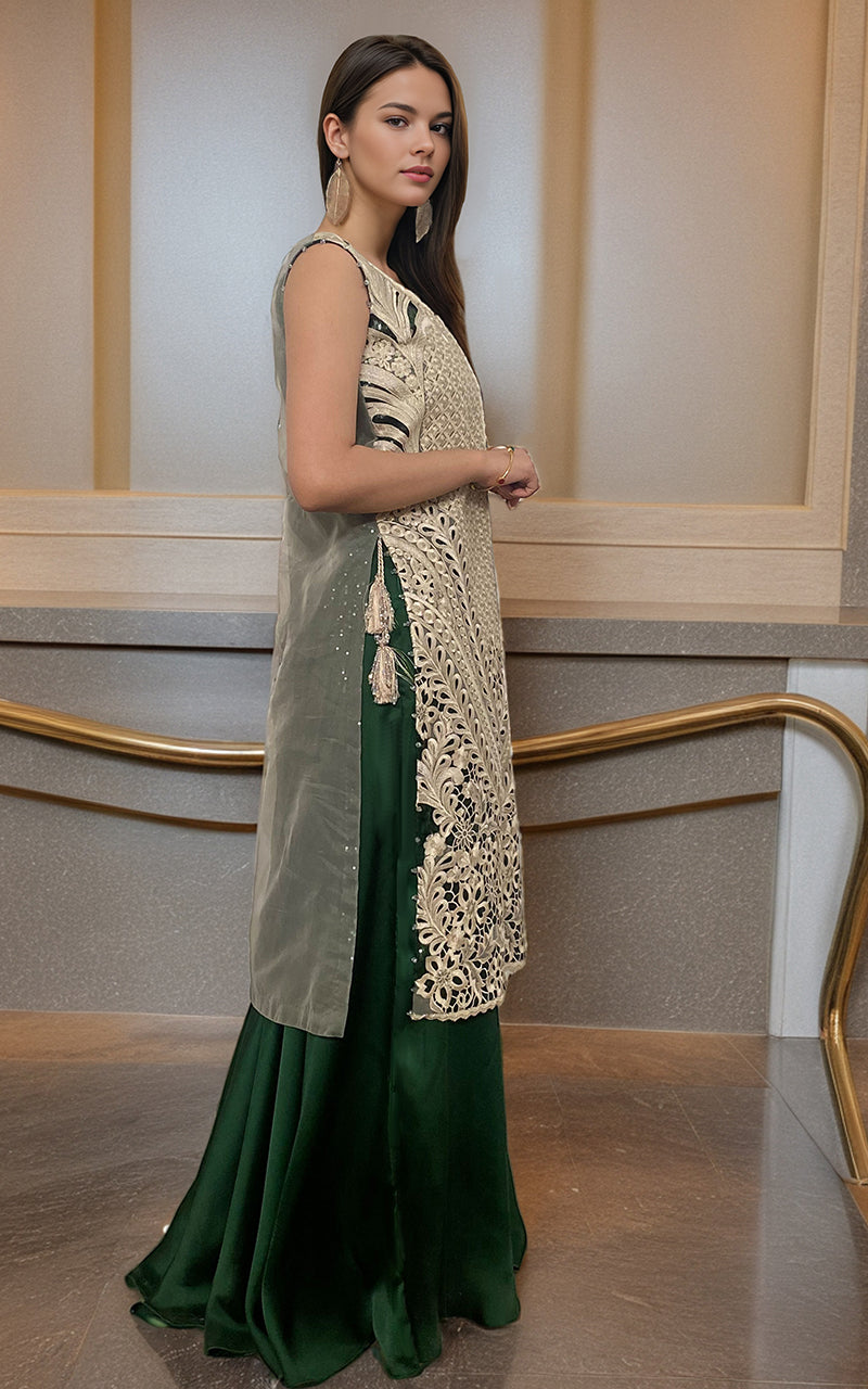 Threads and Motifs | Formal Dresses 25 | Embroidered Jacket With Skirt - Pakistani Designer Dress - by Threads and Motifs - Type : Ladies Clothes - 100% Original at Saira Sultan