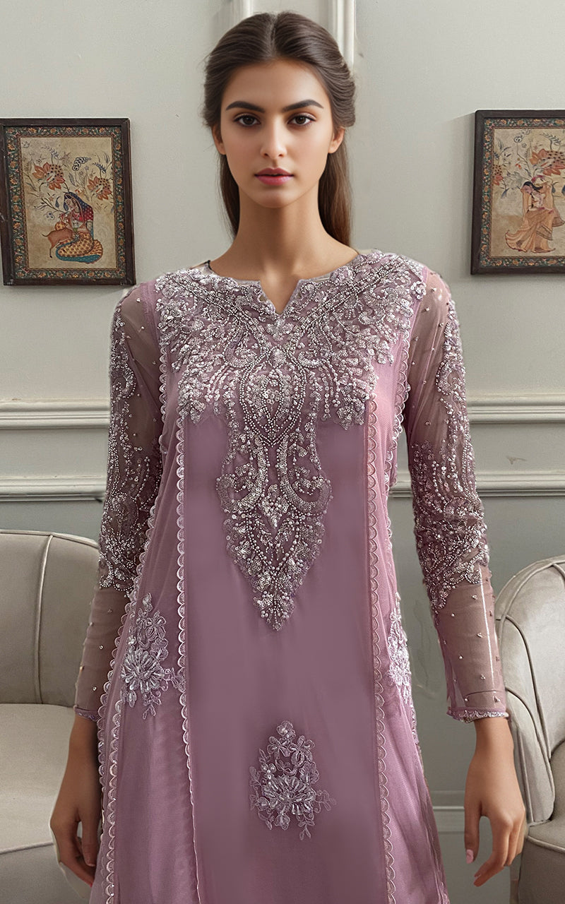 Threads and Motifs | Formal Dresses 25 | NET EMBROIDERD SHIRT WITH TROUSER - Pakistani Designer Dress - by Threads and Motifs - Type : Ladies Clothes - 100% Original at Saira Sultan