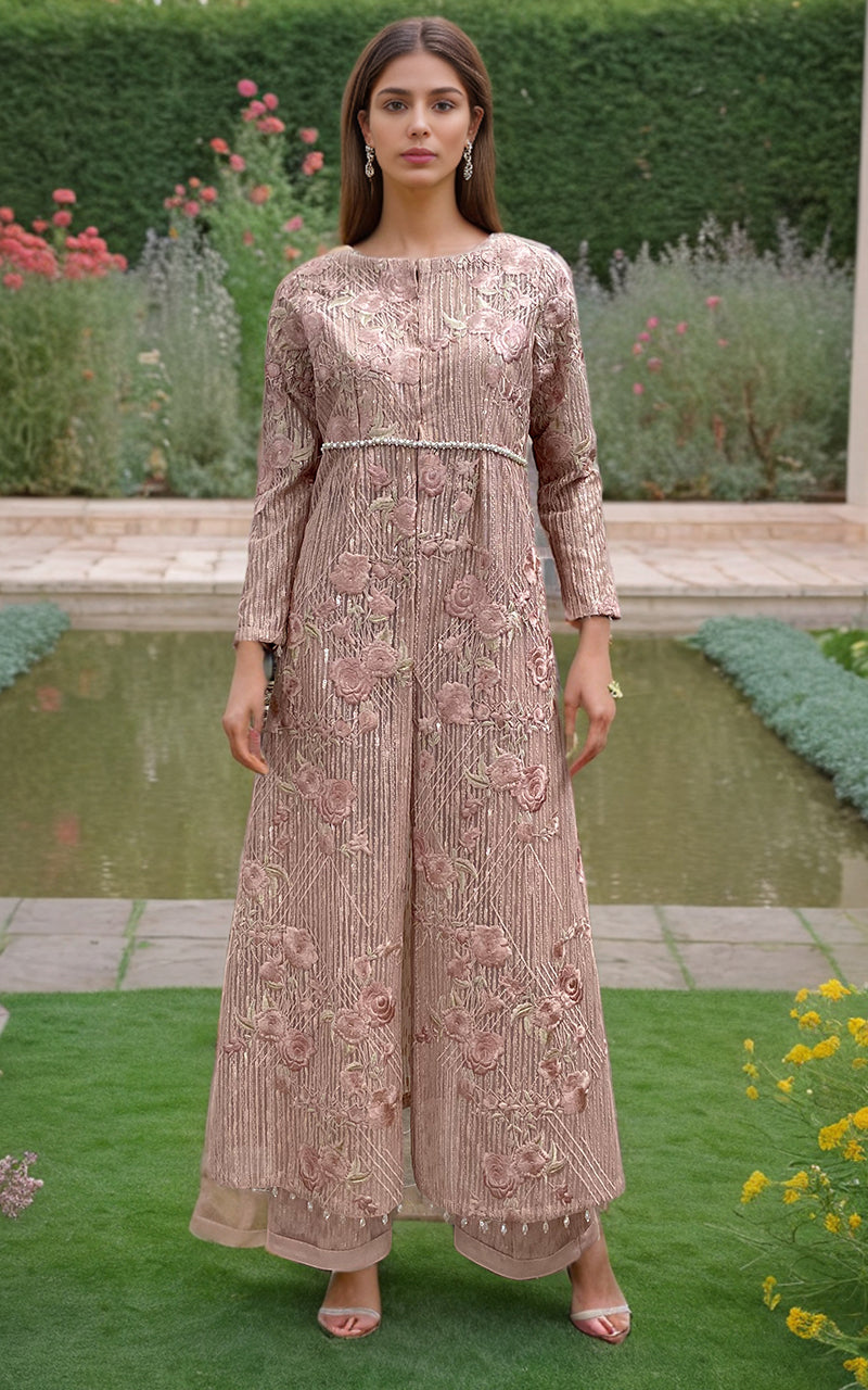 Threads and Motifs | Formal Dresses 25 | Net Embroidered Jacket With Trouser - Pakistani Designer Dress - by Threads and Motifs - Type : Ladies Clothes - 100% Original at Saira Sultan