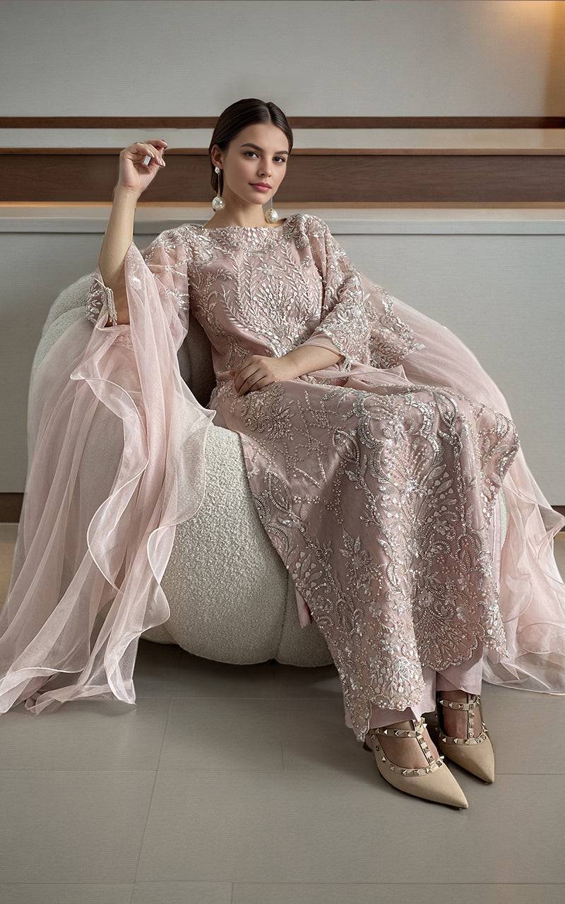 Threads and Motifs | Formal Dresses 25 | Net Embroidered Shirt - Pakistani Designer Dress - by Threads and Motifs - Type : Ladies Clothes - 100% Original at Saira Sultan