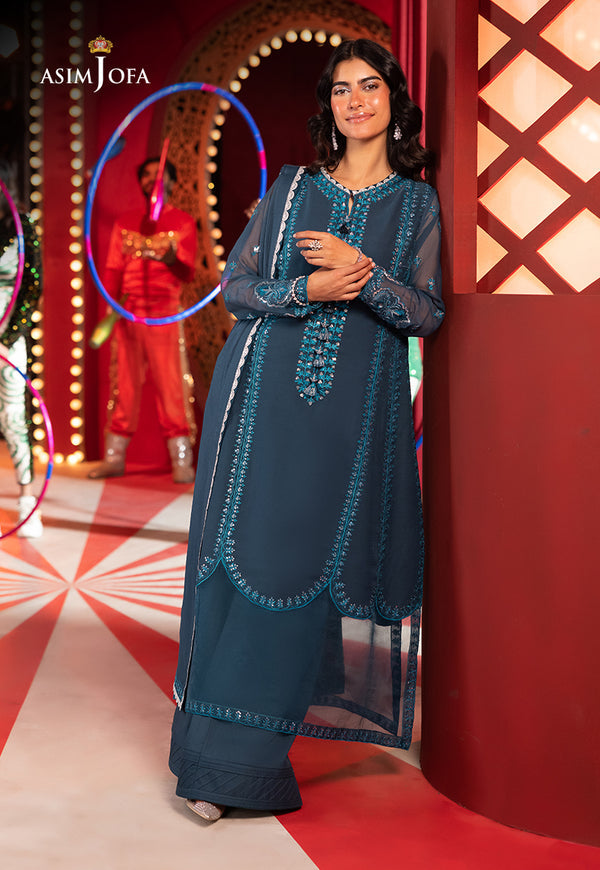 Asim Jofa | Festive Collection 25 | New AJLF-14 XS Dark Teal Green Chiffon