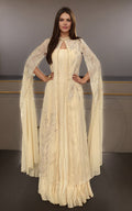Threads and Motifs | Formal Dresses 25 | Chiffon Embroidered Cape With Crushed Maxi - Pakistani Designer Dress - by Threads and Motifs - Type : Ladies Clothes - 100% Original at Saira Sultan