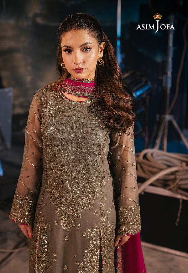 Asim Jofa | Festive Collection 25 | AJLF-06 M Mouse Gray Chiffon